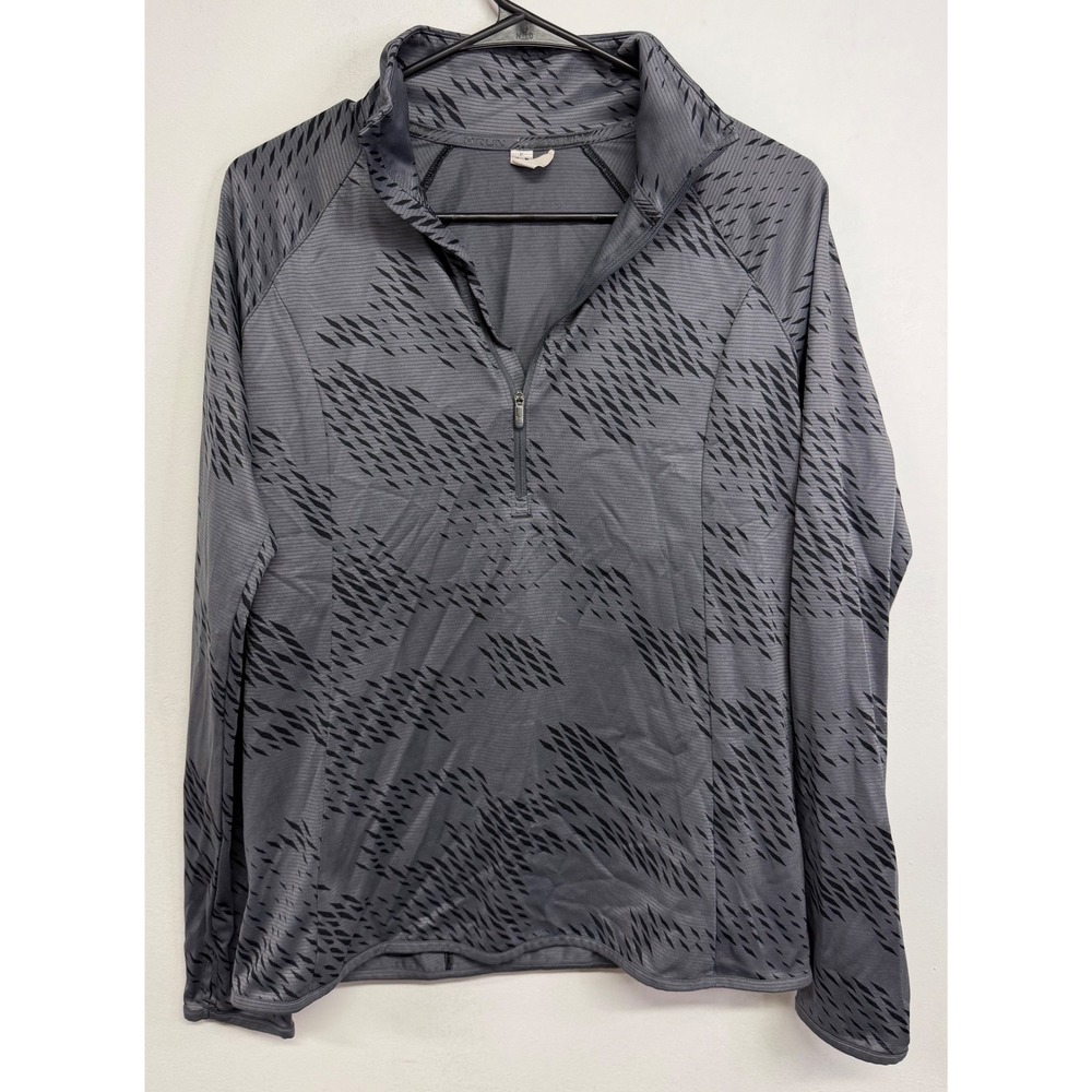 Under Armour Women's Grey Black Diamond Print 1/4 Zip Pullover Size M
